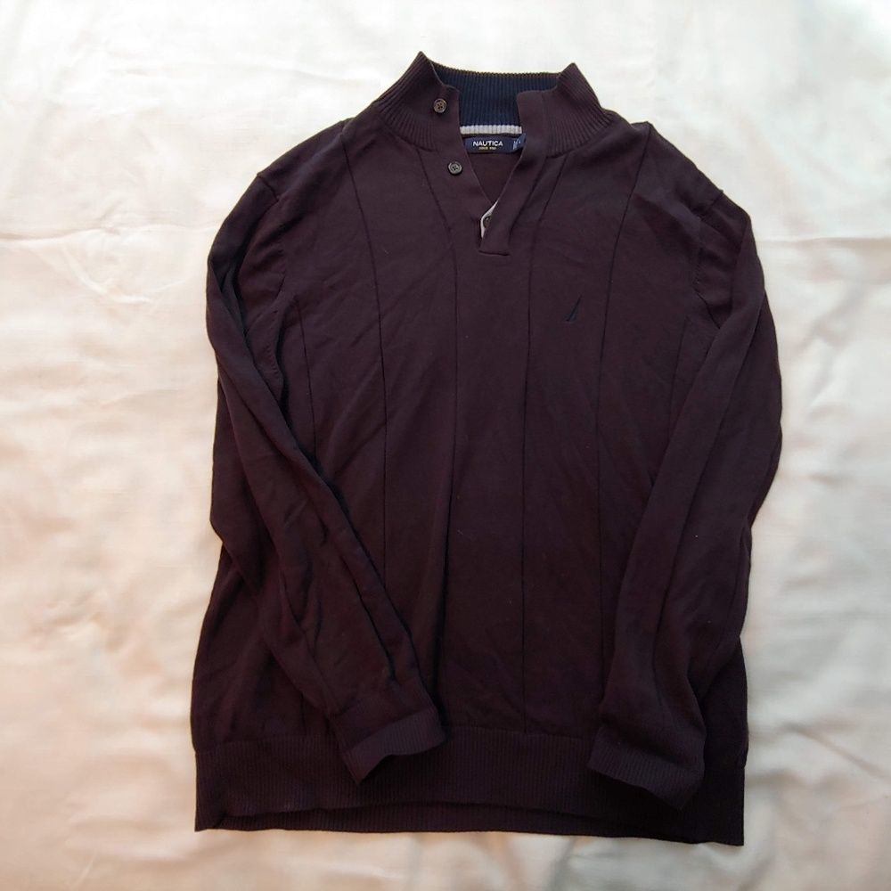 Mens L Nautica sweater pullover brown‎